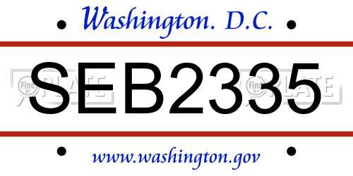 SEB2335 District Of Columbia License Plate