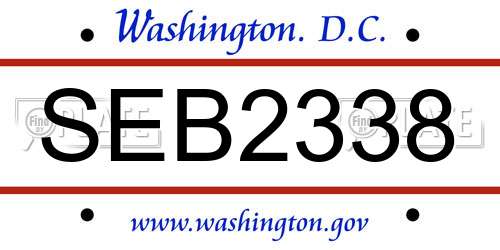 SEB2338 District Of Columbia License Plate