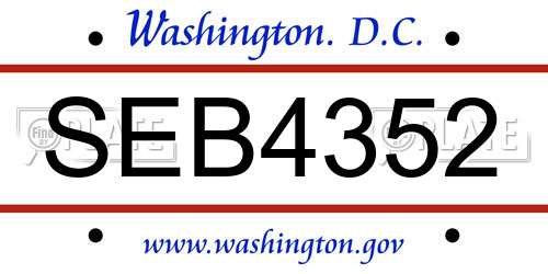 SEB4352 District Of Columbia License Plate