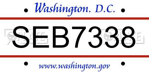 SEB7338 District Of Columbia License Plate