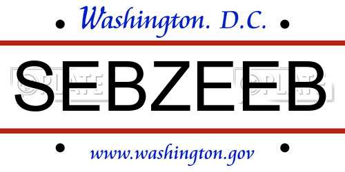 SEBZEEB District Of Columbia License Plate