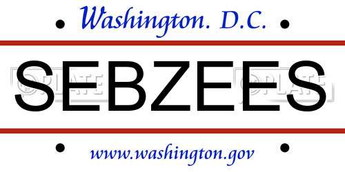 SEBZEES District Of Columbia License Plate
