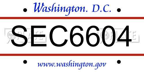 SEC6604 District Of Columbia License Plate