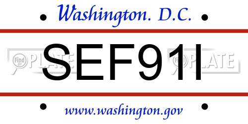 SEF91I District Of Columbia License Plate