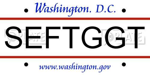 SEFTGGT District Of Columbia License Plate