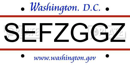 SEFZGGZ District Of Columbia License Plate