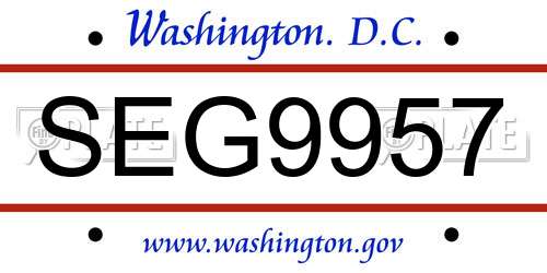 SEG9957 District Of Columbia License Plate