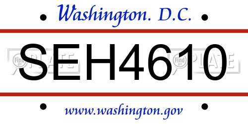 SEH4610 District Of Columbia License Plate
