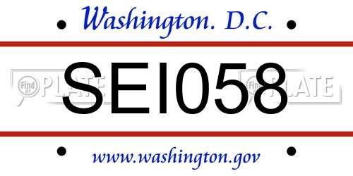 SEI058 District Of Columbia License Plate
