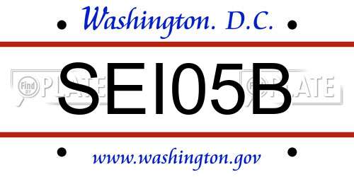 SEI05B District Of Columbia License Plate