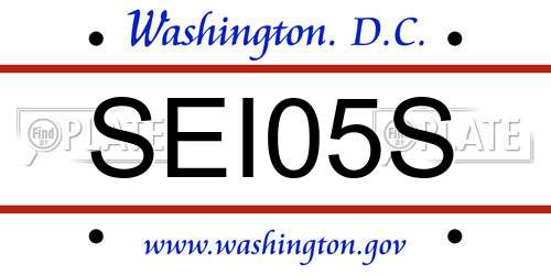 SEI05S District Of Columbia License Plate