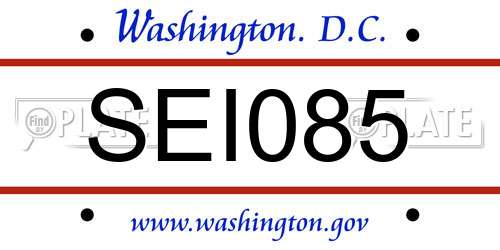 SEI085 District Of Columbia License Plate