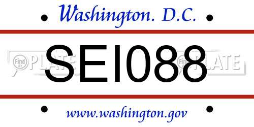 SEI088 District Of Columbia License Plate