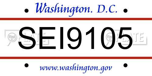 SEI9105 District Of Columbia License Plate