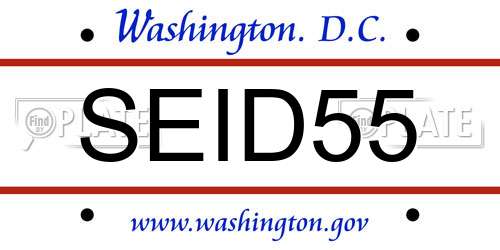 SEID55 District Of Columbia License Plate