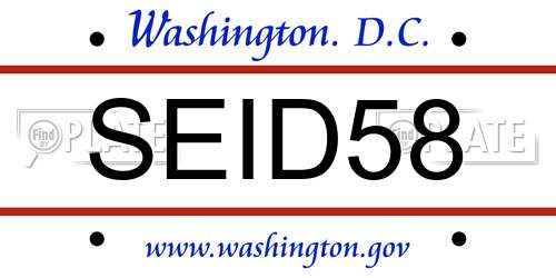 SEID58 District Of Columbia License Plate