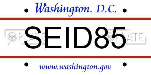 SEID85 District Of Columbia License Plate