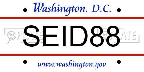 SEID88 District Of Columbia License Plate