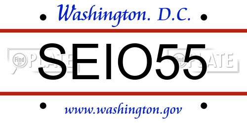 SEIO55 District Of Columbia License Plate