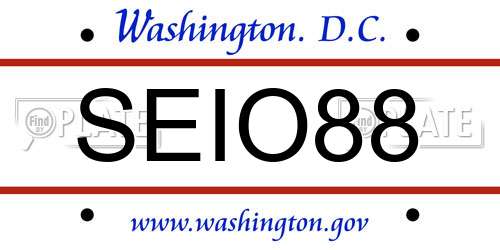 SEIO88 District Of Columbia License Plate