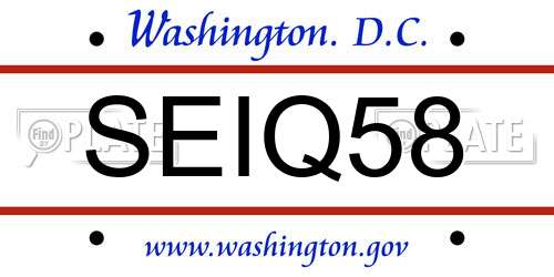 SEIQ58 District Of Columbia License Plate