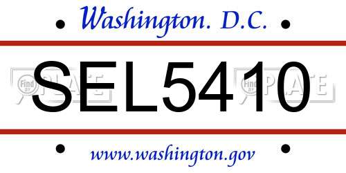 SEL5410 District Of Columbia License Plate