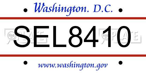 SEL8410 District Of Columbia License Plate