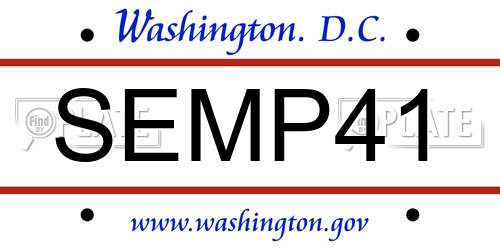 SEMP41 District Of Columbia License Plate