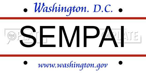 SEMPAI District Of Columbia License Plate