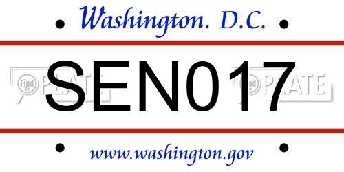 SEN017 District Of Columbia License Plate