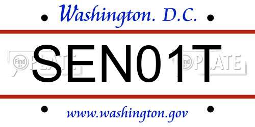 SEN01T District Of Columbia License Plate
