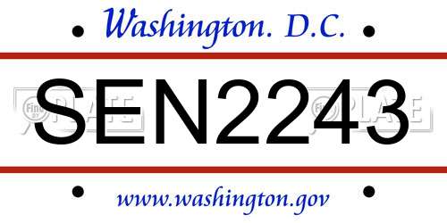 SEN2243 District Of Columbia License Plate