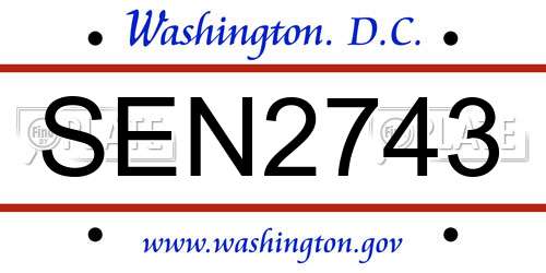SEN2743 District Of Columbia License Plate