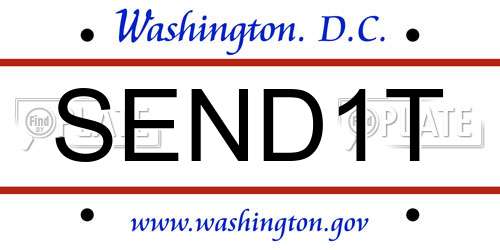 SEND1T District Of Columbia License Plate