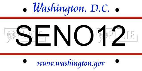 SENO12 District Of Columbia License Plate