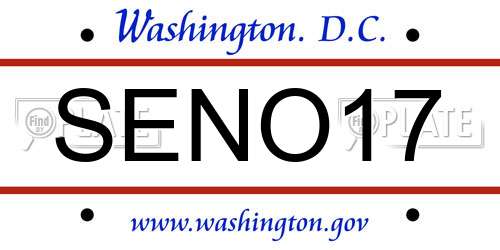 SENO17 District Of Columbia License Plate