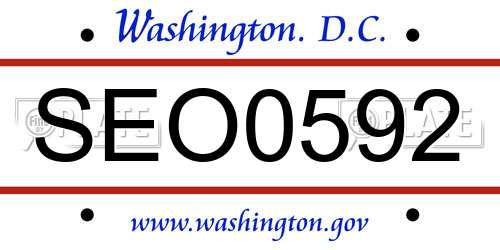 SEO0592 District Of Columbia License Plate