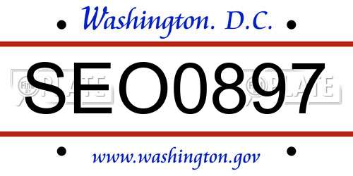 SEO0897 District Of Columbia License Plate
