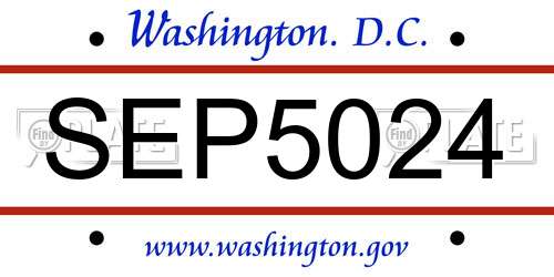 SEP5024 District Of Columbia License Plate