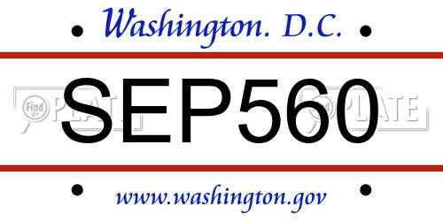 SEP560 District Of Columbia License Plate