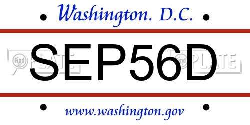 SEP56D District Of Columbia License Plate