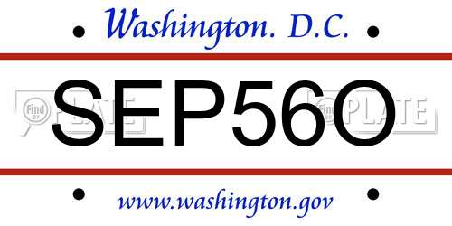 SEP56O District Of Columbia License Plate