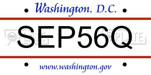 SEP56Q District Of Columbia License Plate