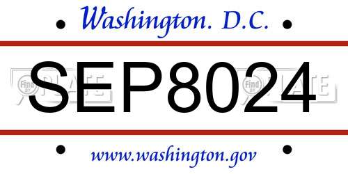 SEP8024 District Of Columbia License Plate
