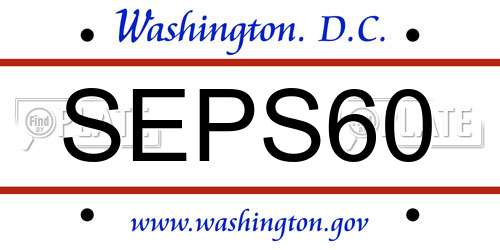 SEPS60 District Of Columbia License Plate