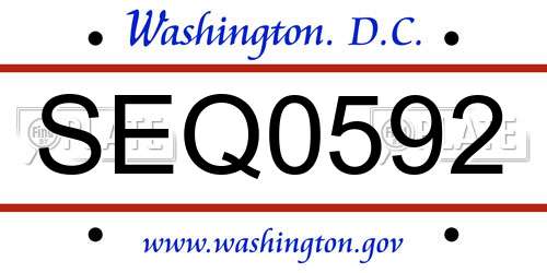 SEQ0592 District Of Columbia License Plate
