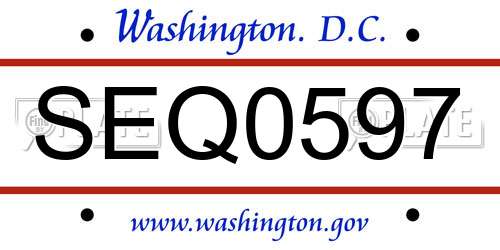 SEQ0597 District Of Columbia License Plate