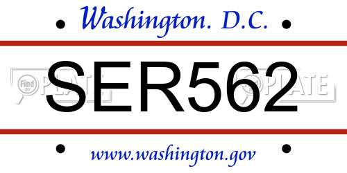 SER562 District Of Columbia License Plate