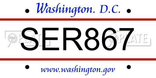 SER867 District Of Columbia License Plate