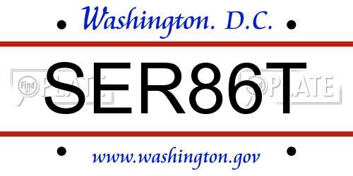 SER86T District Of Columbia License Plate